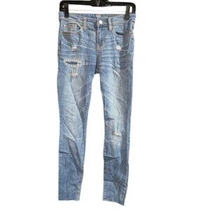 Gap Medium Wash Mid Rise Crop Ankle Legging Cut Off Denim Jeans Pants 25R 0R 25